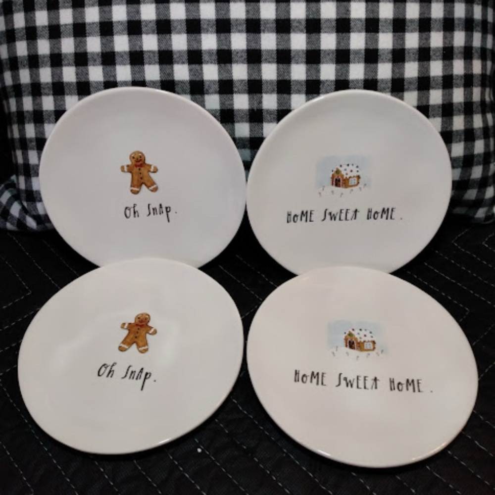 Rae Dunn Charming White Ceramic Plates Set